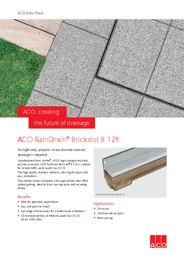 ACO RainDrain Brickslot B 125 | ACO Water Management