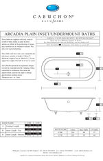 Arcadia plain inset/undermount bath specification sheet