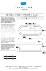Artesia free-standing bath specification sheet