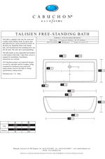 Talisien free-standing bath specification sheet