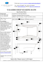 Yasahiro soaking tub - data sheet