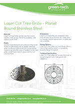 LaserCut Tree Grille Planet Round StainlessSteel DataSheet