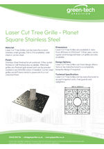 LaserCut Tree Grille Planet Square StainlessSteel DataSheet