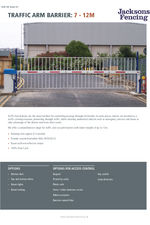 Traffic arm barrier spec sheet