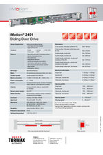 TORMAX iMotion® 2401 sliding door drive data sheet