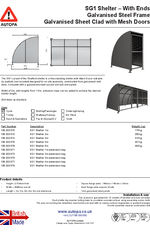 AUTOPA SG1 Cycle Shelter - Galvanised C/W Mesh Doors