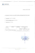 RAAFT Recycled Aluminium Certificate