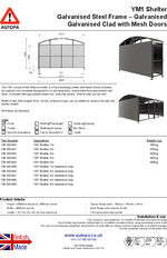 AUTOPA YM1 Shelter Galvanised with Mesh Doors