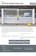 PAS 68 bi folding speed gate spec sheet