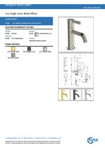 Joy single lever basin mixer Data Sheet