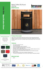 Maelor Trafflex 90L Round Litter Bin BXMT/444/G specification sheet