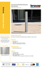 Stainless Steel Bollard BX47 Semi Domed Top specification sheet