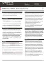 Brick Technical Bulletin - Product Compariosn 
