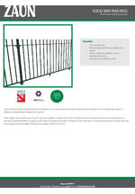 Solid vertical bar railings data sheet