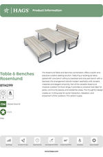 Rosenlund pine and steel table and benches - grey 8114299