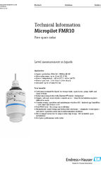 Micropilot FMR10 level measurement radar technical information