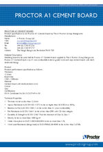 Proctor A1 Cement Board performance specification