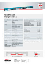 TORMAX 2201 sliding door drive data sheet