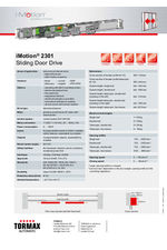 TORMAX iMotion® 2301 sliding door drive data sheet