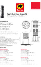 PB-8 pedestal adjustable from 480 to 595mm data sheet