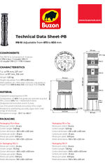 PB-10 pedestal adjustable from 675 to 830mm data sheet