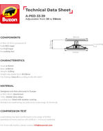 A-PED-33-39 A1 Fire rated pedestal adjustable from 33 to 39mm data sheet