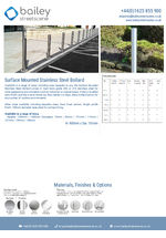 Surface Mounted Stainless Steel Bollard data sheet
