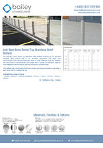 Anti Ram Semi Dome Top Stainless Bollard data sheet