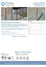 Removable Stainless Steel Bollard data sheet