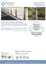 Square Flat Top Stainless Steel Bollard data sheet