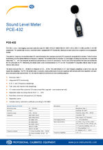 Data Sheet Sound Level meter PCE 432
