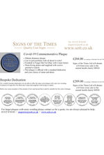 Covid 19 commemorative plaque 