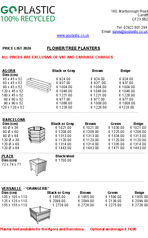 Planter Price List