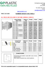Price List Normandy Bin Bay Panels