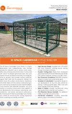 10 Space Cambridge Cycle Shelter Specification Sheet