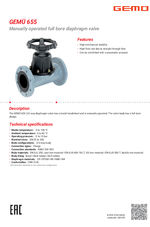GEMÜ 655 - manually operated full bore diaphragm valve datasheet
