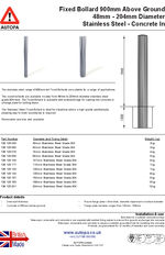 AUTOPA Concrete In 900mm Stainless Steel Bollard