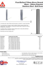 AUTOPA Bolt Down 750mm Stainless Steel Bollard