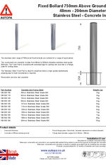 AUTOPA Concrete In 750mm Stainless Steel Bollard