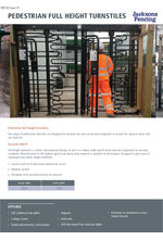 Pedestrian full height turnstiles spec sheet