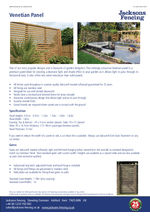 Venetian panel spec sheet