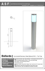 ASF SSL1 Flat Top Stainless Steel Illuminated Bollard