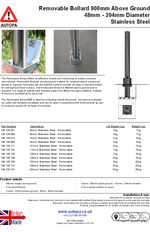 AUTOPA 900 Removable Bollard - Stainless