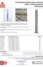 AUTOPA 900mm Fixed Bollard - 48-114mm, Galvanised