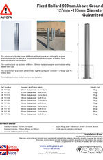 AUTOPA 900mm Fixed Bollard - 127-193mm, Galvanised