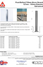 AUTOPA Fixed Post 750 - 127-193mm, Galvanised