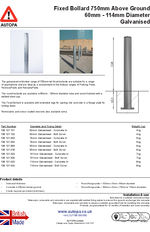 AUTOPA Fixed Post 750 - 60-114mm, Galvanised