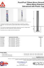 AUTOPA Fixed Post 750 with Plastic Cap - 48-90mm, Galvanised