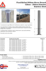 AUTOPA Fixed Bollard 900 129mm-204mm Trinity Stainless