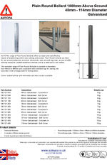 AUTOPA Plain Round Bollard 1000, Galvanised, 48-114mm